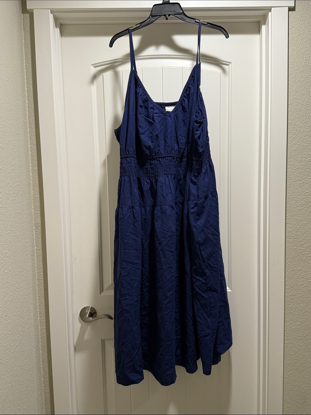 Navy Blue Spaghetti Strap Summer Dress